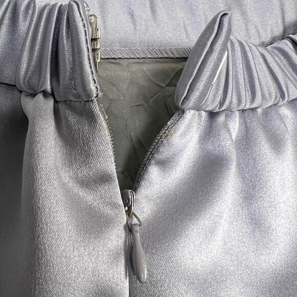 Vintage Adrianna Papell Satin Maxi Skirt (Size 6) silver gray luxe party wedding - Picture 4 of 6